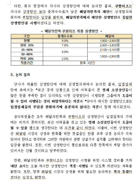 배달플랫폼-입점업체 상생방안, 자영업자에 부담 떠넘기는 미봉책 불과 - 민주당 을지로위원회