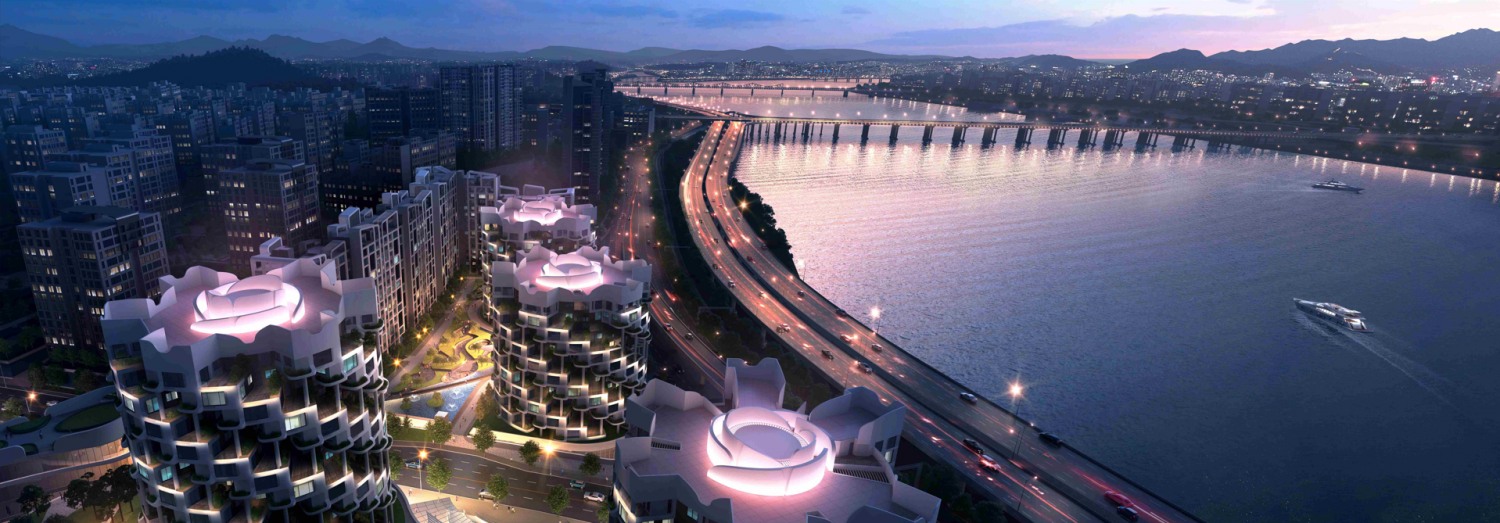 래미안 글로우 힐즈 한남 조감도(원형주동)