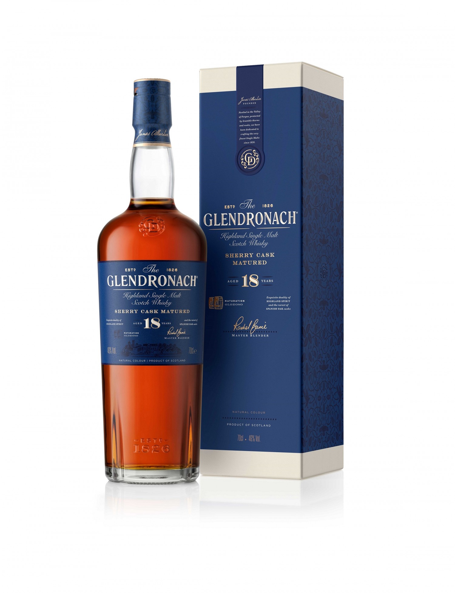 ▲셰리 캐스크 숙성 싱글몰트 스카치 위스키‘더 글렌드로낙 18년’의 새로운 패키지