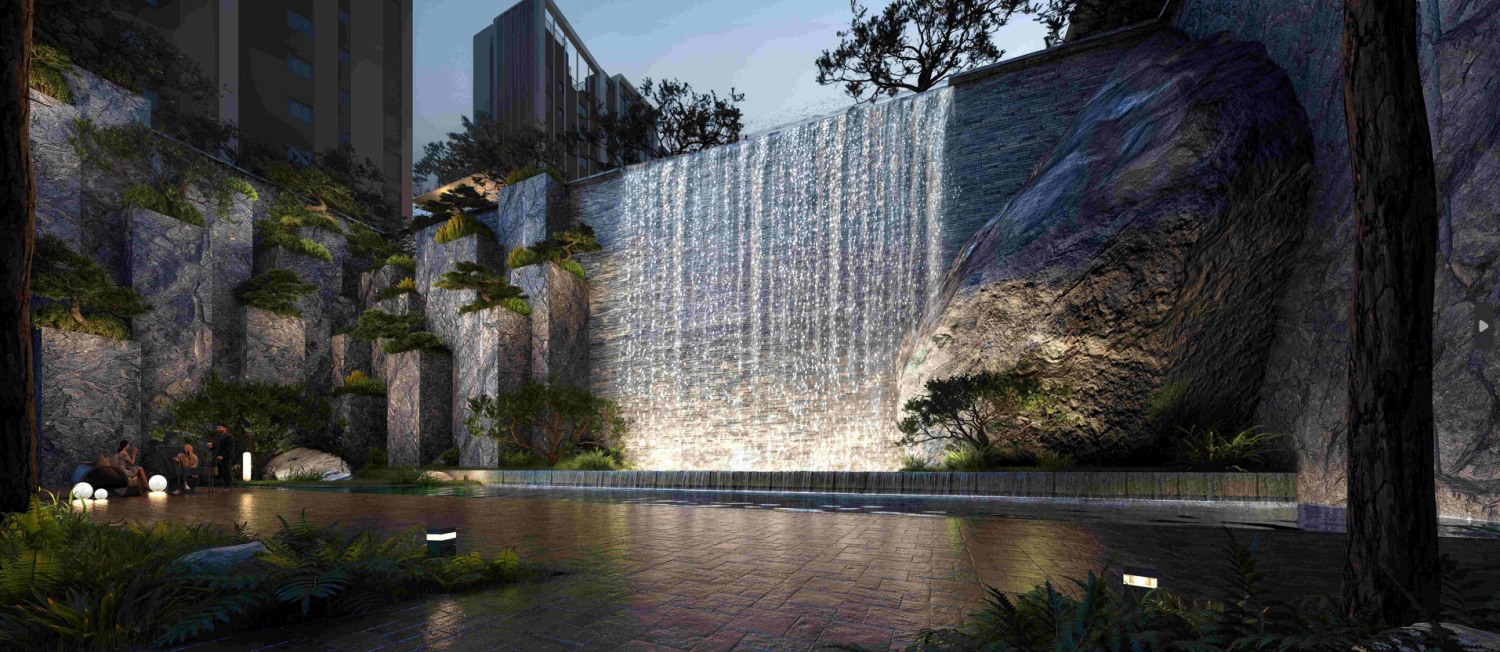 래미안 글로우 힐즈 한남 비경숲 테마의 클리프폭포