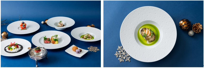 (좌)터치더스카이 ‘셰프 스페셜’, (우)매생이 굴국밥을 양식으로 재해석한 전복 요리
