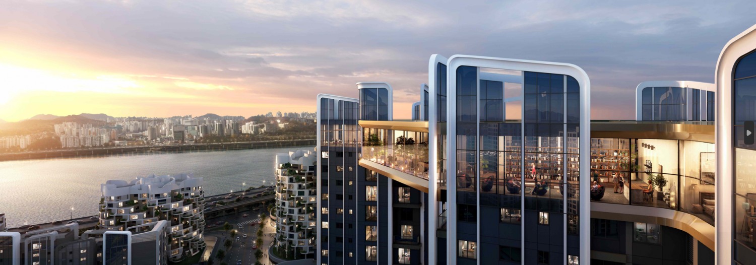 래미안 글로우힐즈 한남 스카이 커뮤니티에서 바라본 조망