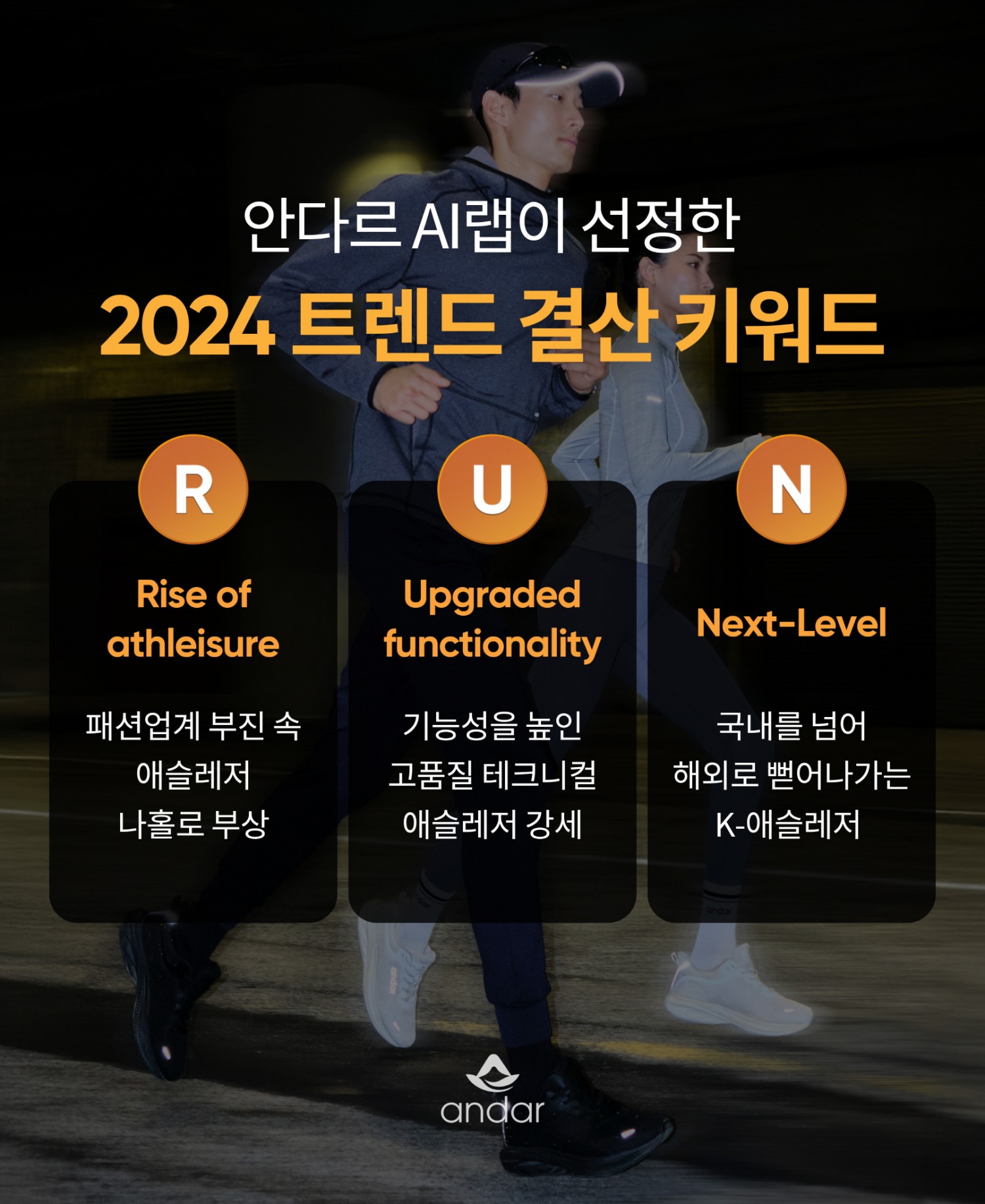 안다르 AI랩, 2024년 트렌드 결산 ‘R∙U∙N’…애슬레저 달렸다