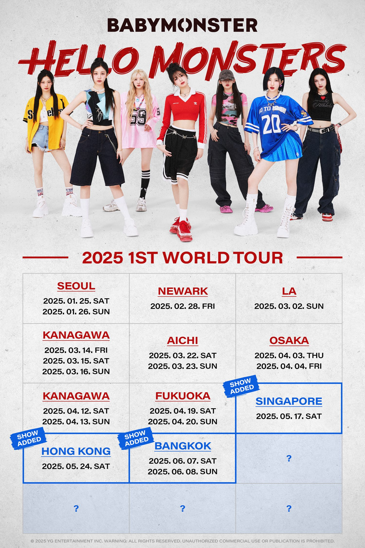 베이비몬스터, 데뷔 첫 월드투어 아시아로 확대…10개 도시 19회 차 진행