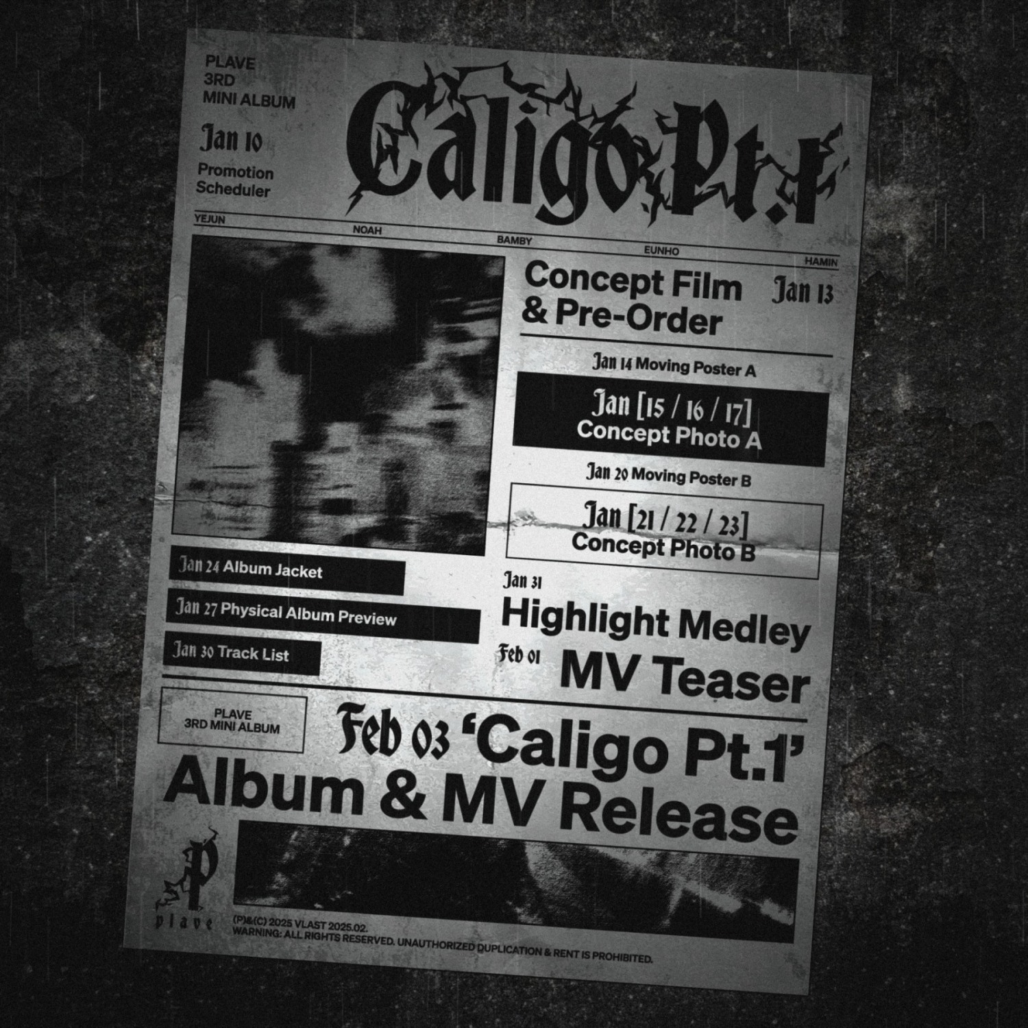 플레이브, 내달 3일 컴백…미니앨범 'Caligo Pt.1' 스케줄러 공개