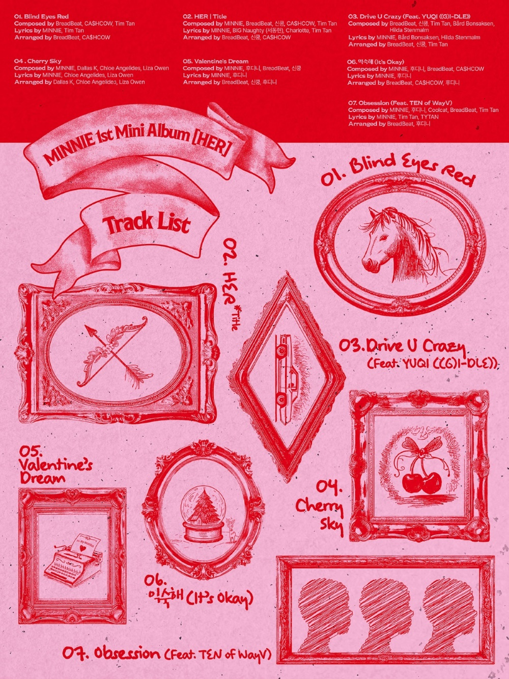 (여자)아이들 민니, 첫 솔로 앨범 'HER' 트랙리스트 오픈…우기X텐 지원사격 '기대 UP'