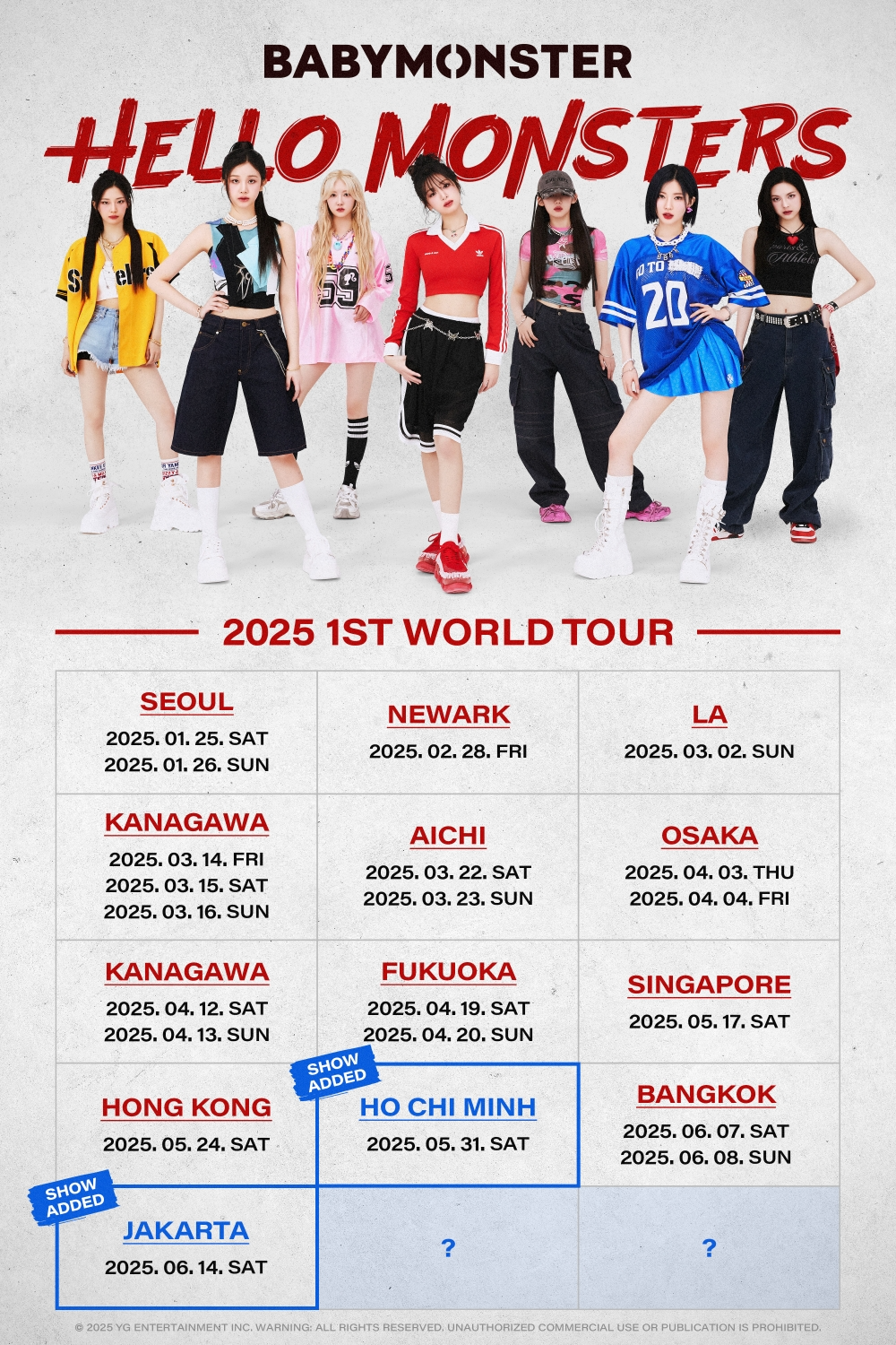 베이비몬스터, 데뷔 첫 월드투어 아시아 2개 지역 추가 발표…총 12개 도시·21회 진행