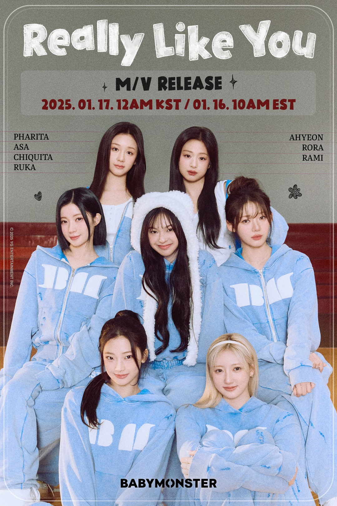 베이비몬스터, 정규 1집 수록곡 ‘Really Like You’ 뮤직비디오 17일 공개…‘상큼 발랄 자연스러운 매력+퍼포먼스’