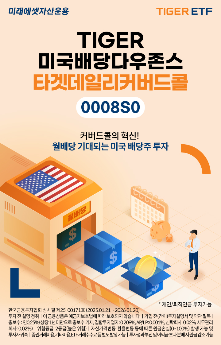 ‘TIGER 미국배당다우존스타겟데일리커버드콜 ETF’ 신규 상장 이미지