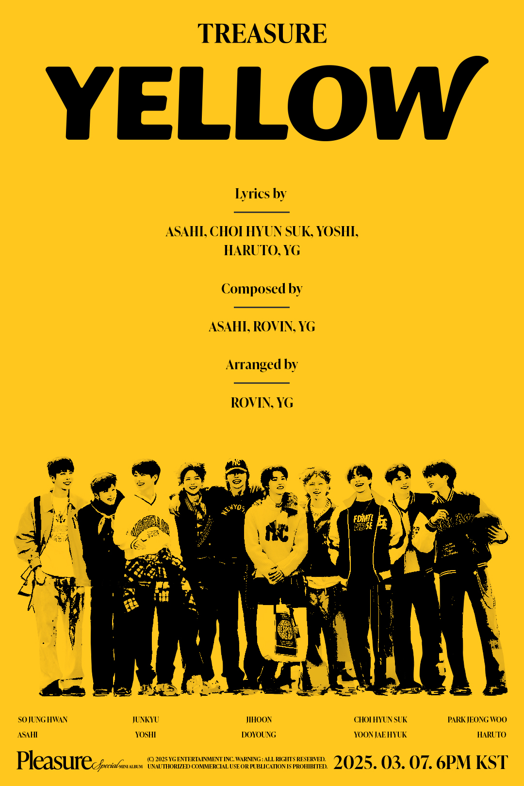 트레저, 스페셜 미니 앨범 타이틀곡 제목은 'YELLOW'…아사히X최현석X요시X하루토 참여