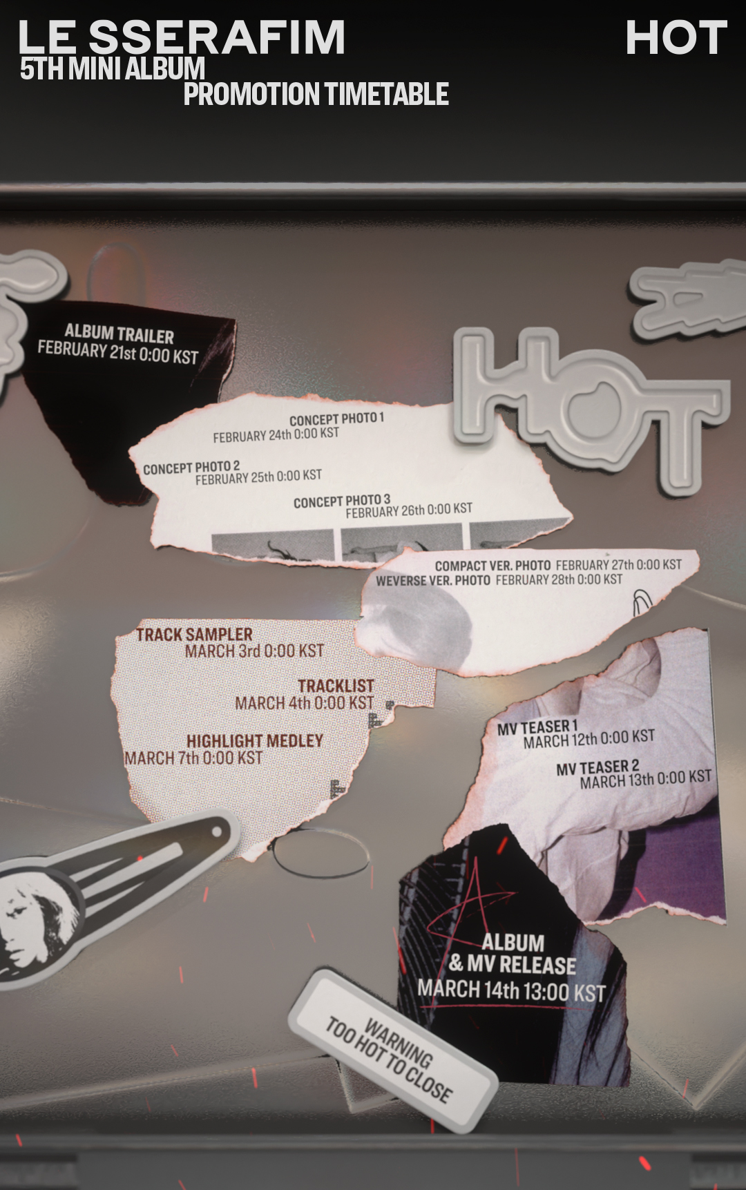 ‘3월 14일 컴백’ 르세라핌, 미니 5집 프로모션 타임테이블 공개…다채로운 콘텐츠 예고