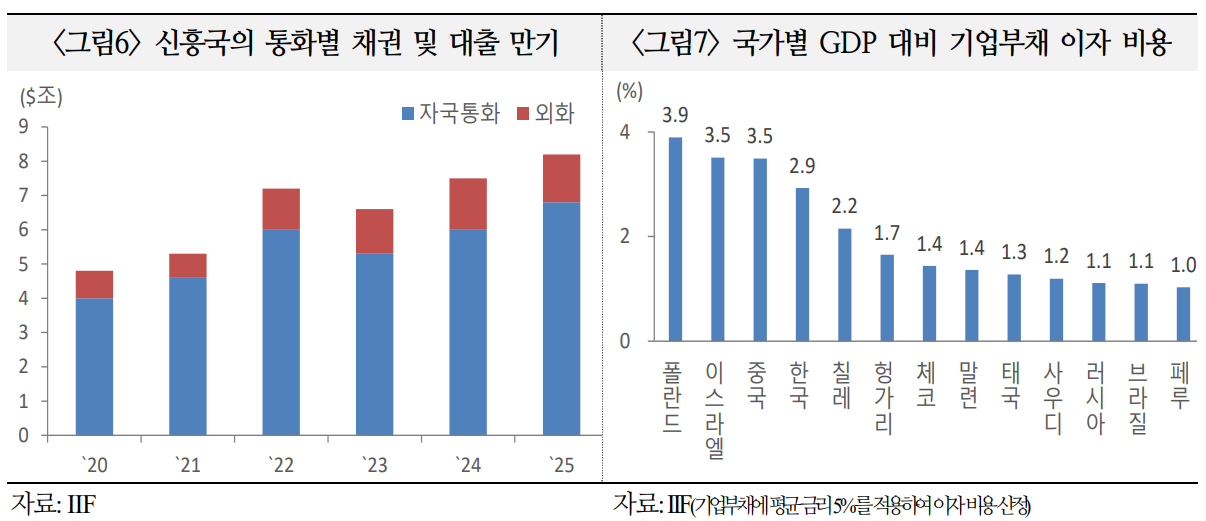 트럼프발 관세 압박이 신흥국 채권 만기와 맞물려 부채 리스크 증폭시킬 가능성 있어 - 국금센터