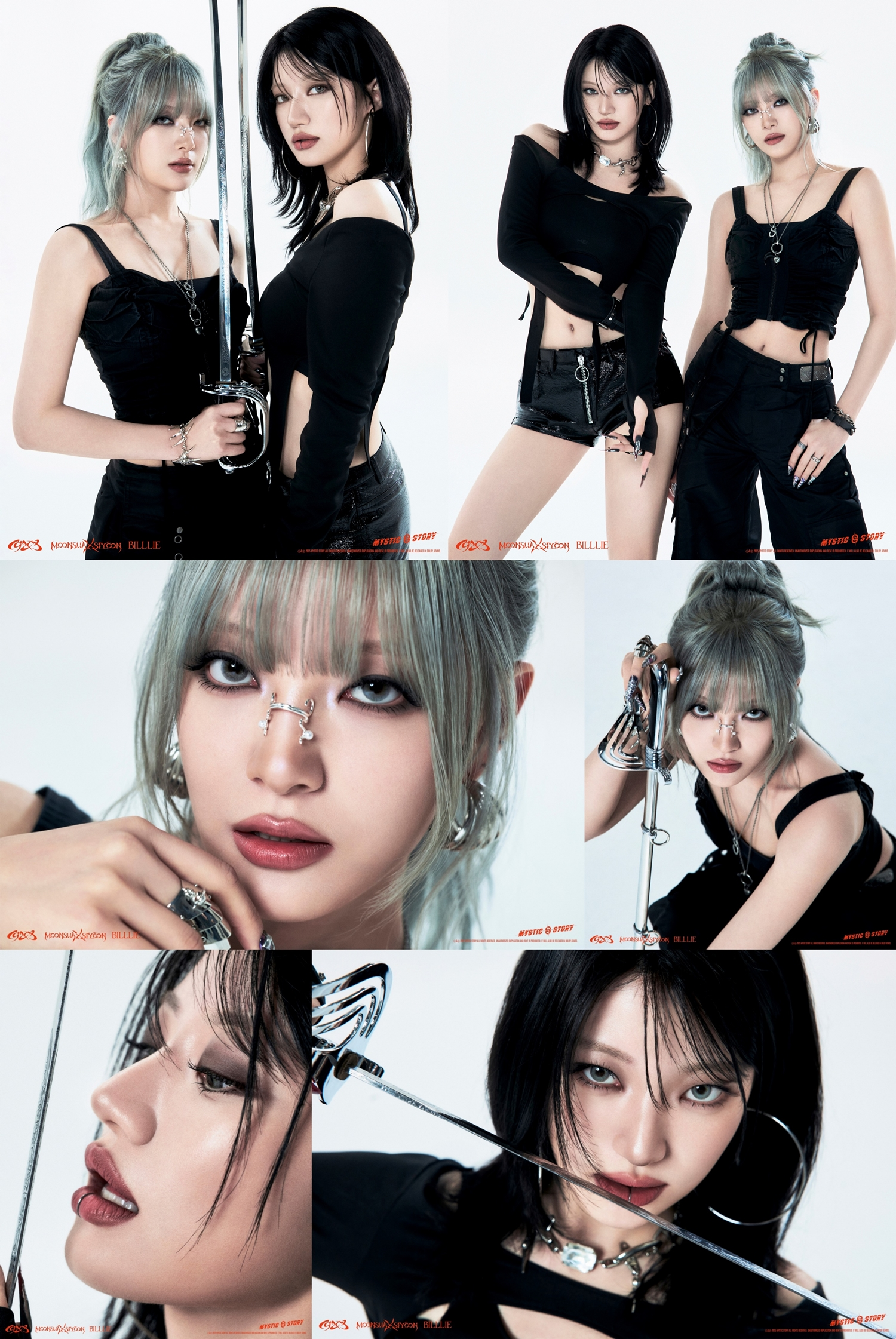 빌리 문수아X시윤, 유닛 데뷔곡 ‘SNAP’ 스냅 포토 공개…‘강렬+치명’ 블랙 아웃핏