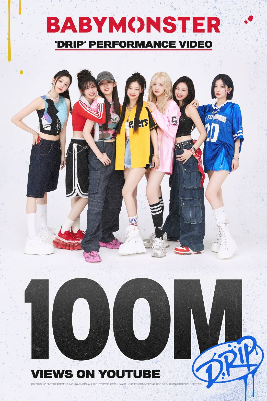 베이비몬스터, ‘DRIP’ 퍼포먼스 비디오 1억 뷰 돌파…차세대 '유튜브 퀸' 저력 입증
