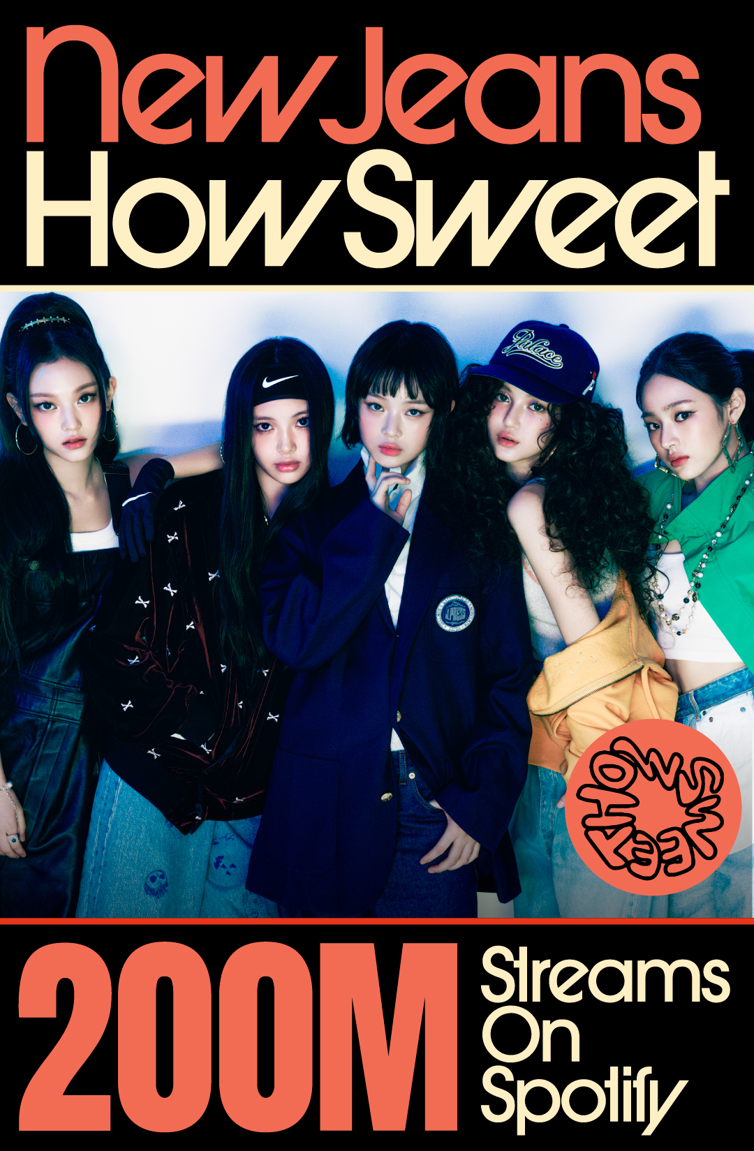 뉴진스 ‘How Sweet’, 스포티파이 2억 스트리밍 돌파…국내 차트 순위권 붙박이