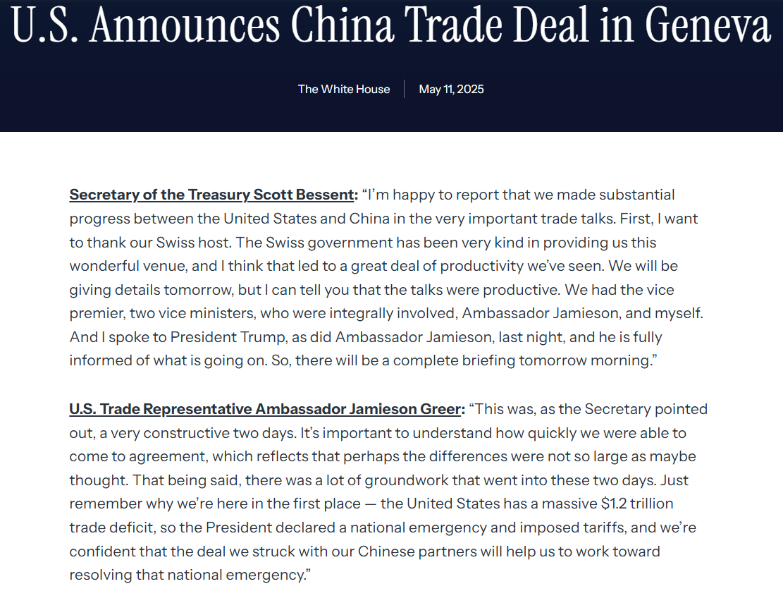 자료: 상당한 협상 진전과 협상 결과 발표를 예고한 백악관