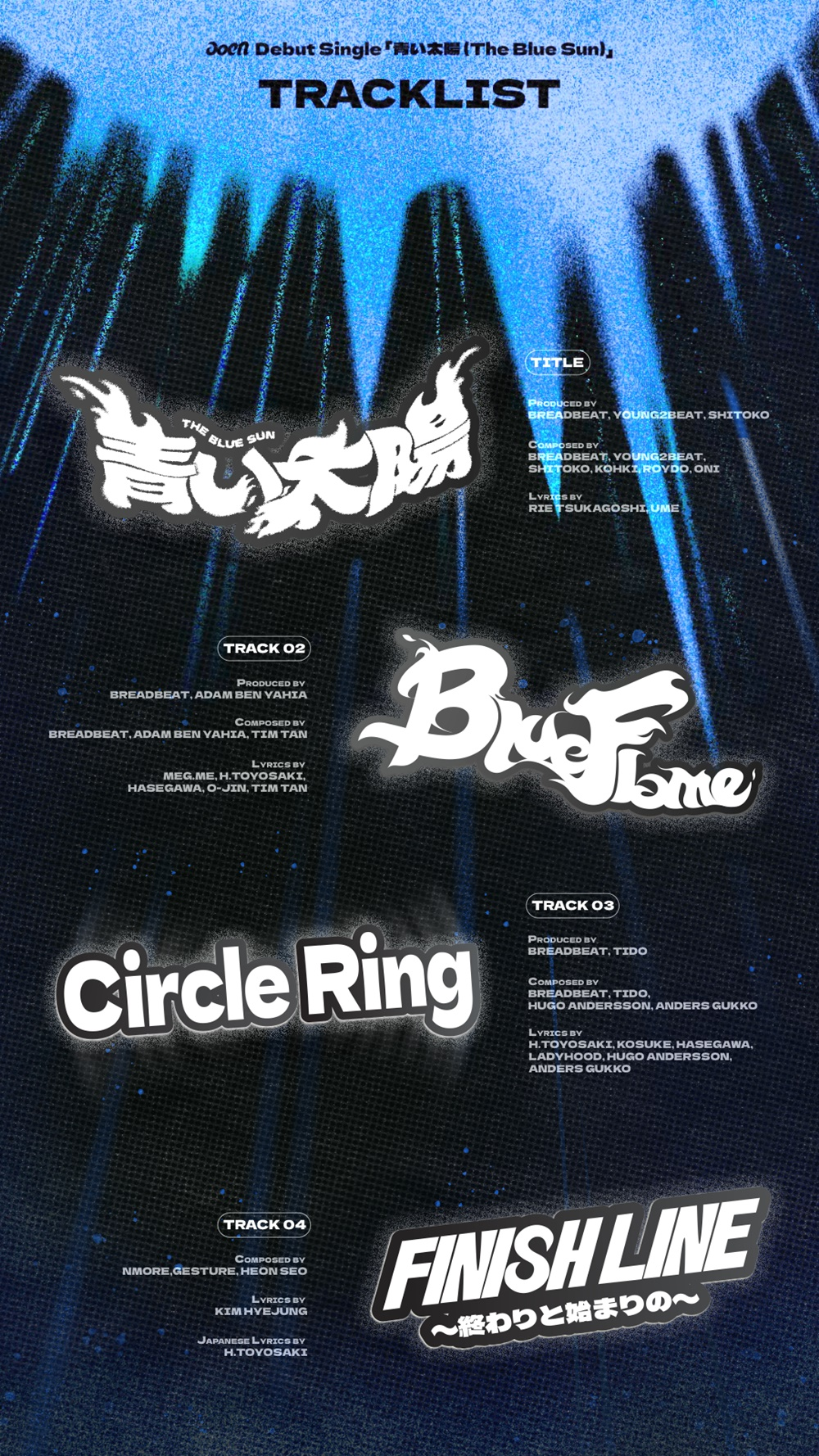 아오엔(aoen), 데뷔 앨범 트랙리스트 공개 …타이틀곡 'The Blue Sun' 포함 4곡 수록