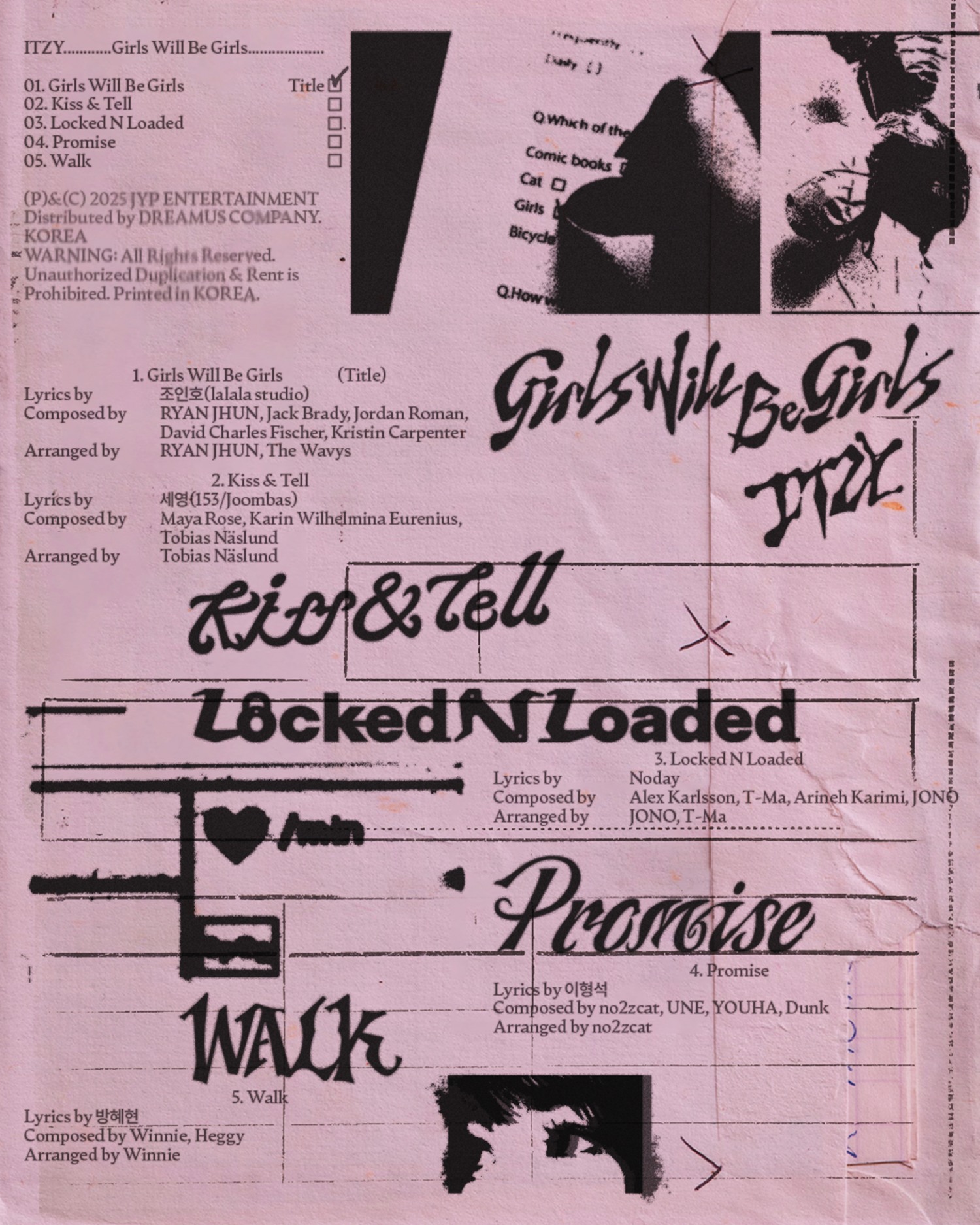 ITZY, 새 미니 앨범 트랙리스트 공개…타이틀곡은 'Girls Will Be Girls'