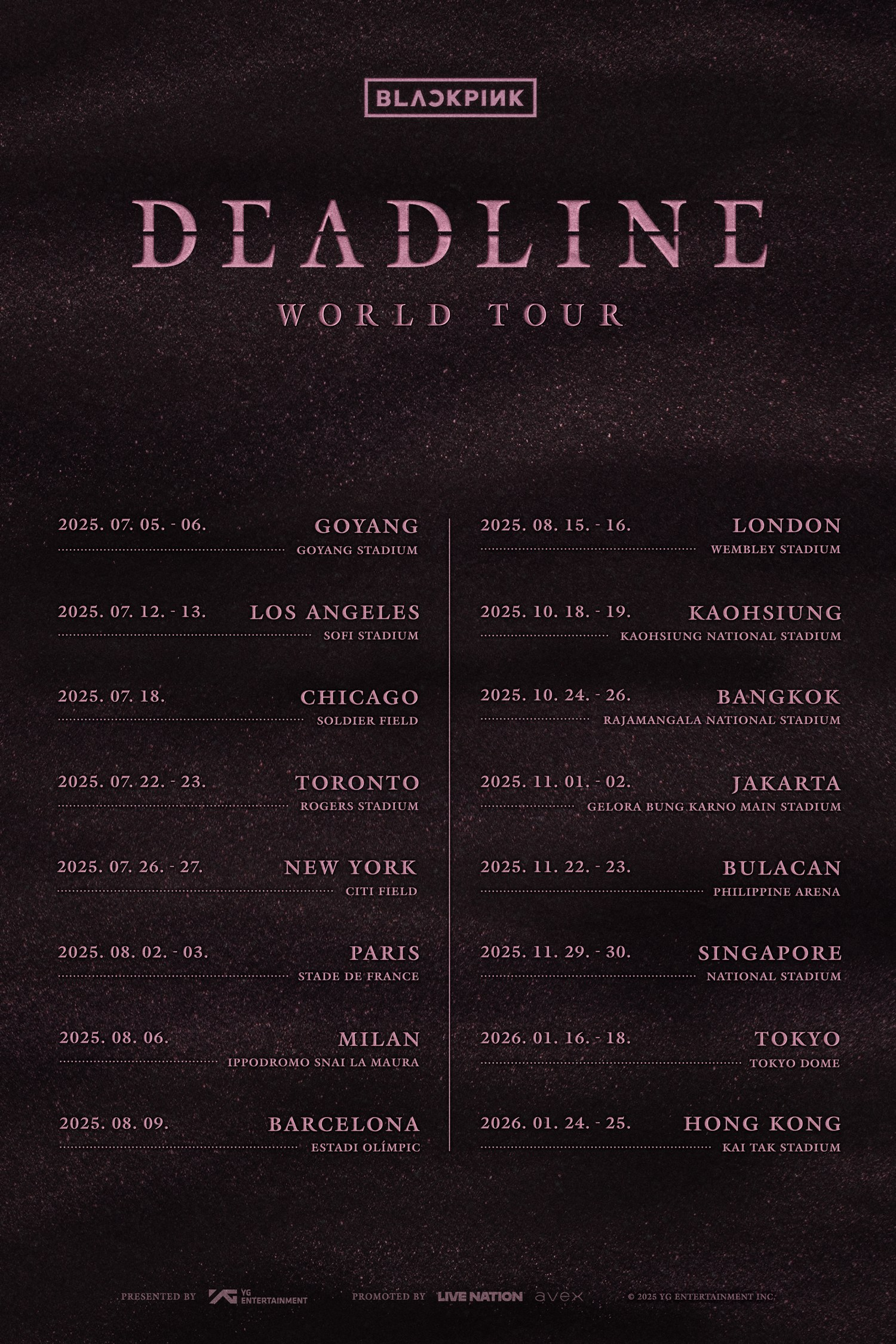 블랙핑크, 아시아 공연 추가 확정…16개 도시 31회차 공연 개최