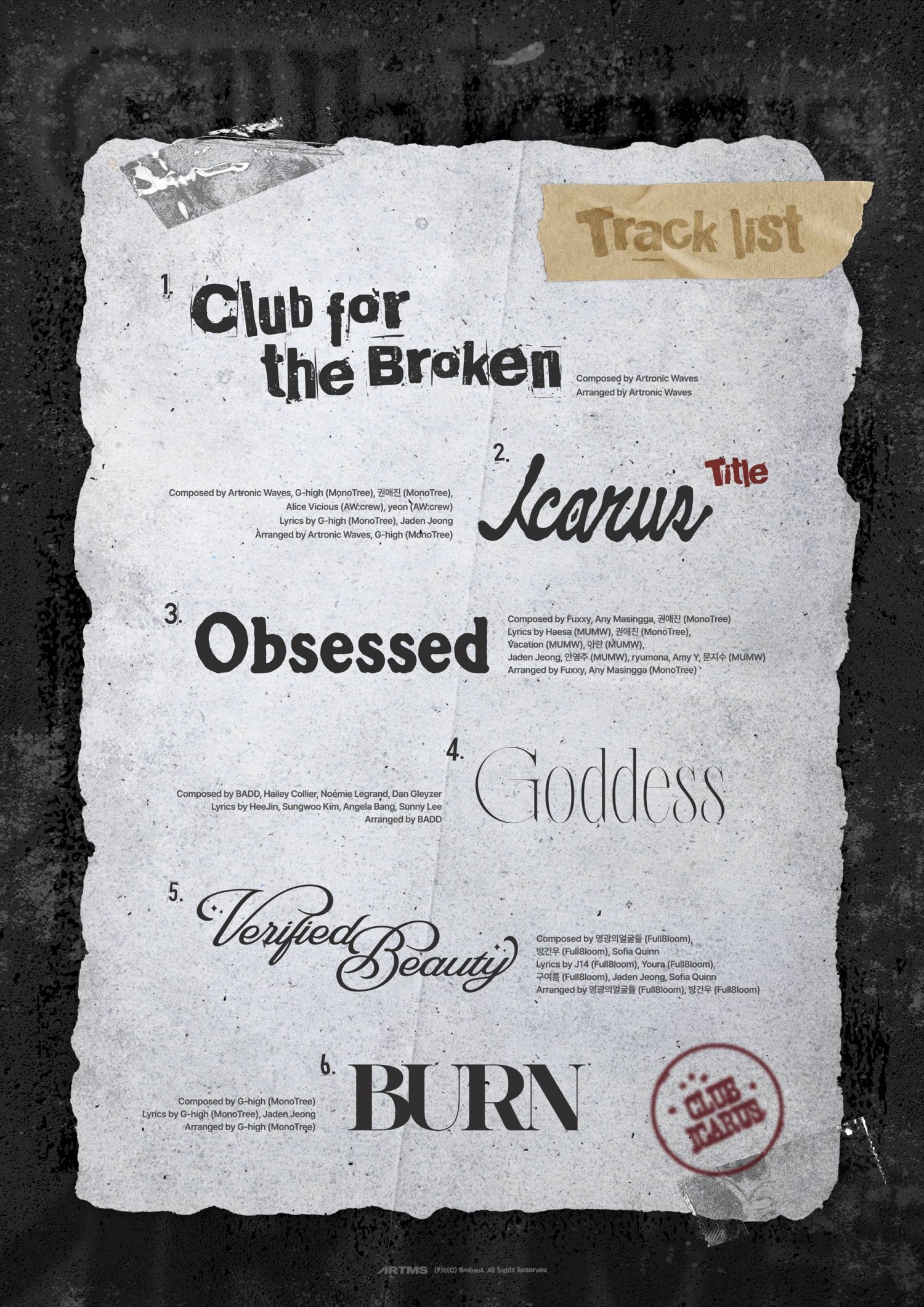아르테미스, ‘클럽 이카루스’ 트랙리스트 오픈…타이틀곡은 '이카루스'