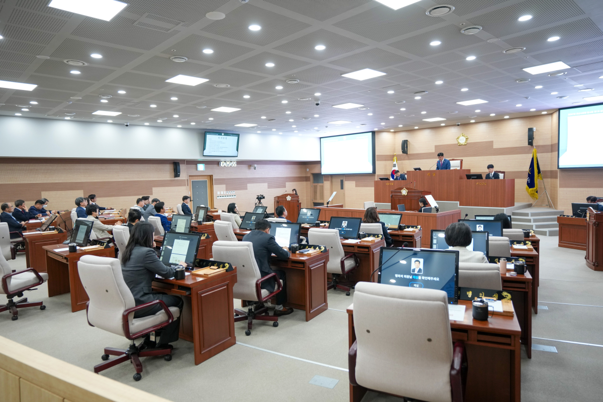 제257회 아산시의회 임시회 제1차 본회의 장면