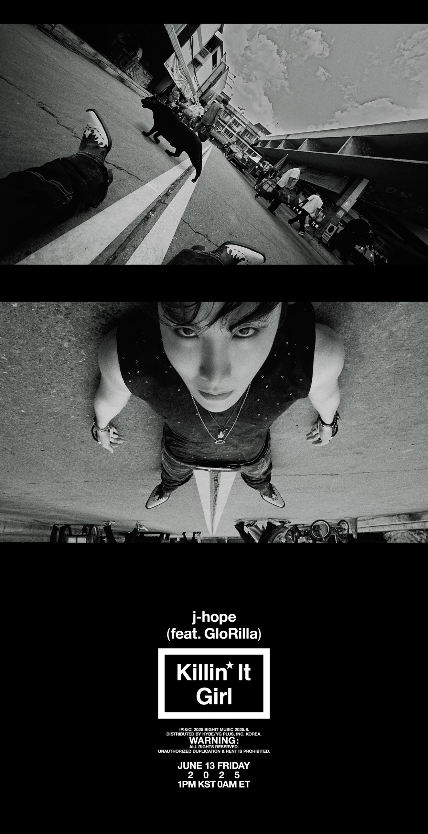 BTS 제이홉, ‘Killin' It Girl (feat. GloRilla)’ 뮤직비디오 티저 공개…도로 한가운데 누워 강렬한 카리스마 발산