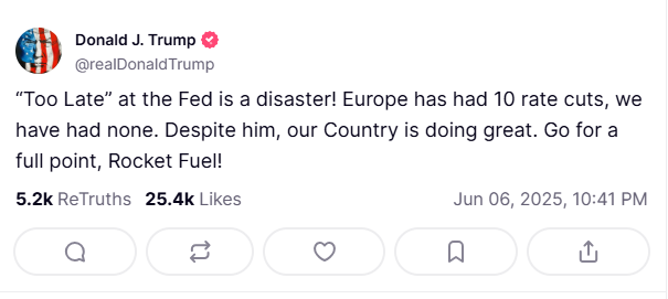 (상보) 트럼프, 연준에 금리인하 또 촉구…"금리 1%P 낮춰라"