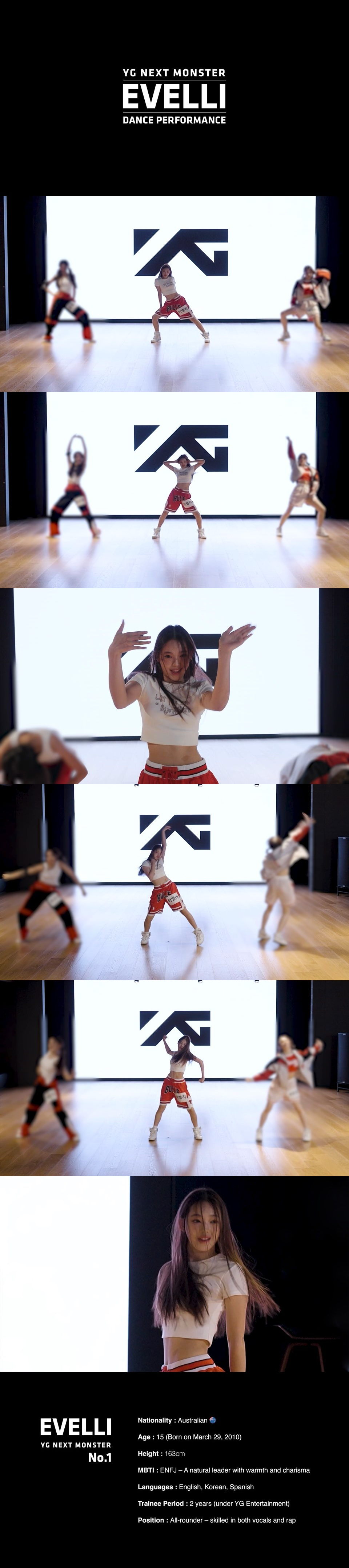 YG, 4인조 새 걸그룹 첫 번째 연습생 이벨리 댄스 퍼포먼스 영상 공개…‘노래+랩+춤+비주얼’ 모두 갖춘 15세 소녀의 압도적 카리스마