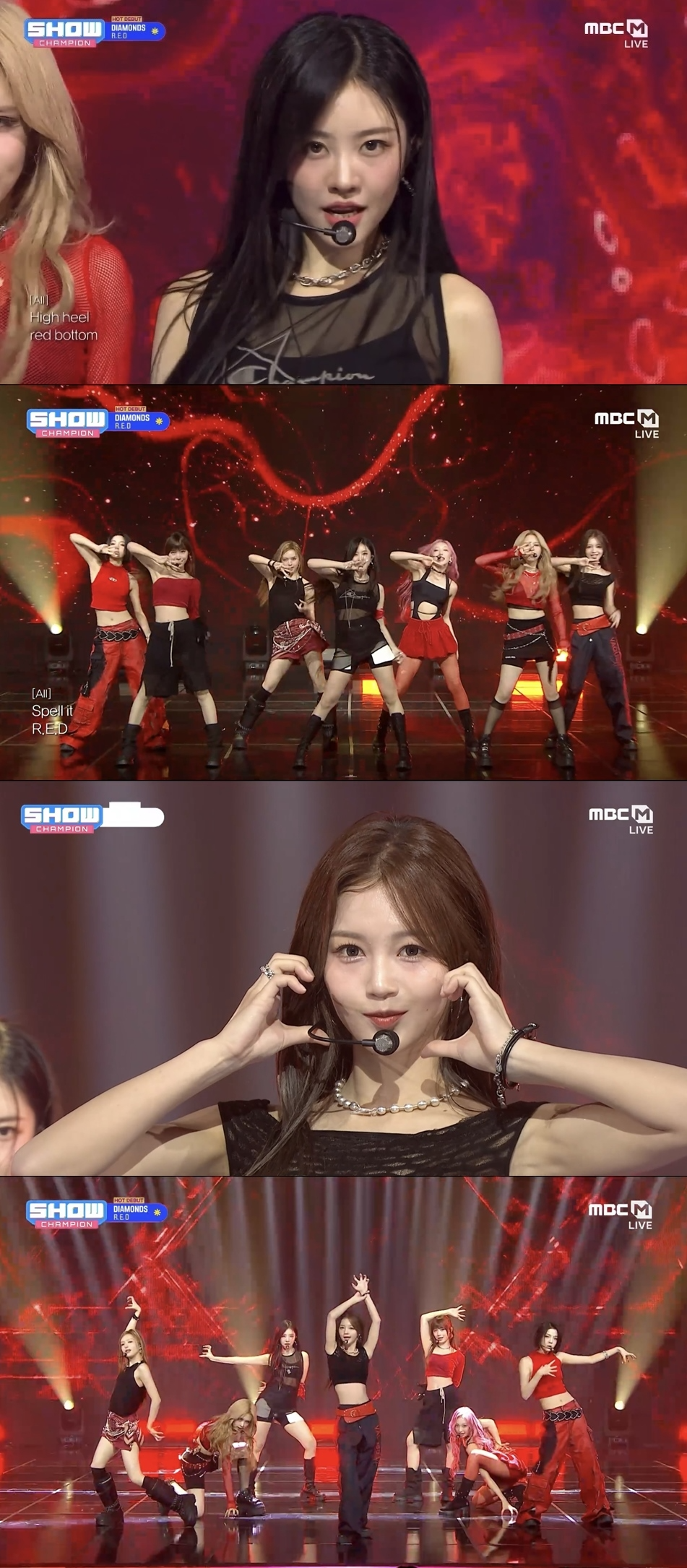 R.E.D, ‘쇼! 챔피언’ 물들인 붉은 매력…‘다이아몬드’ 퍼포먼스 눈길