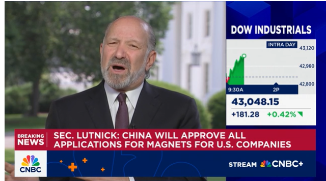 (상보) 美러트닉 "대중 관세, 55%에서 더는 안 바뀔 것"