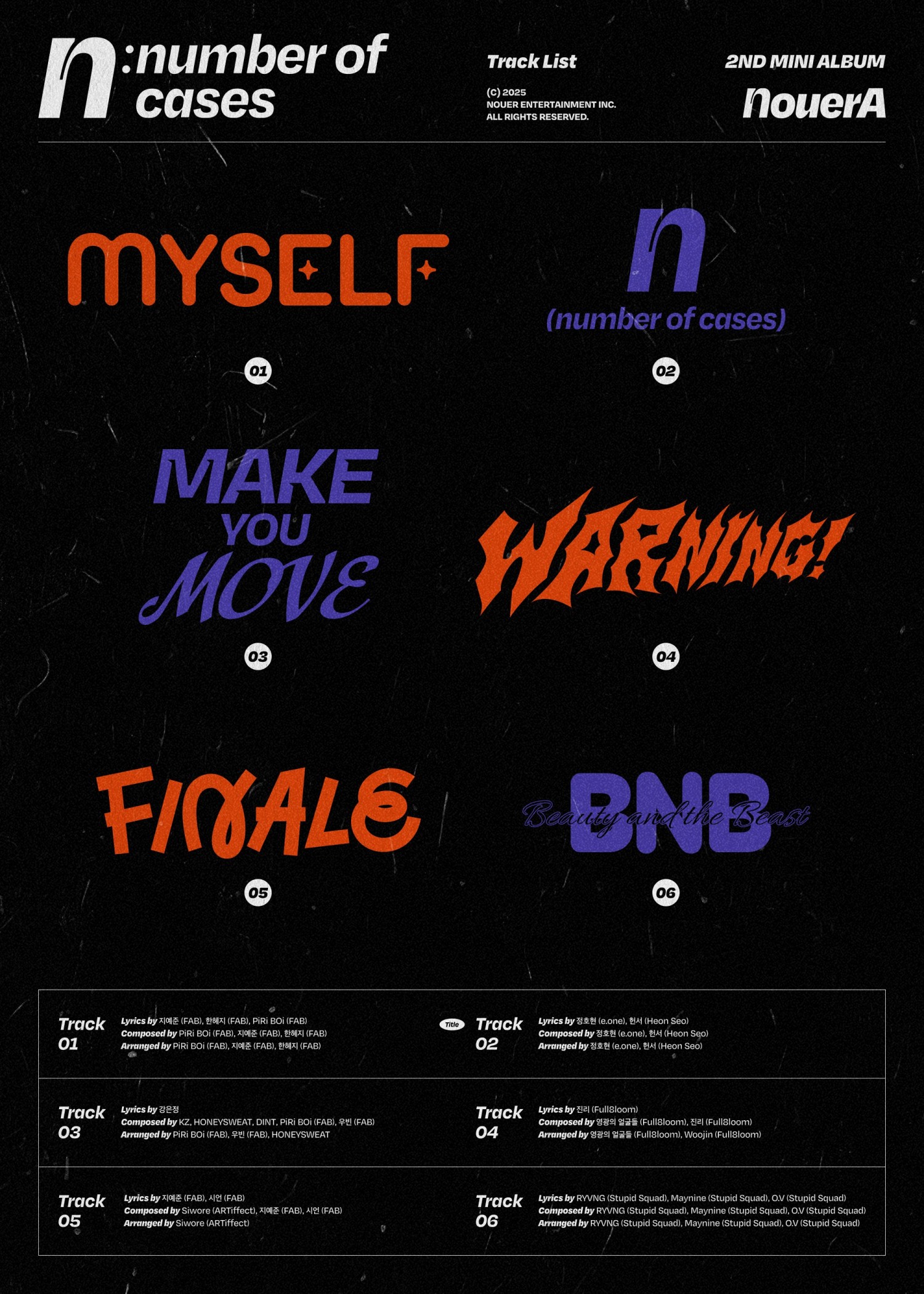 누에라, 미니 2집 트랙리스트 공개…타이틀곡 'n (number of cases)' 비롯 총 6곡 수록