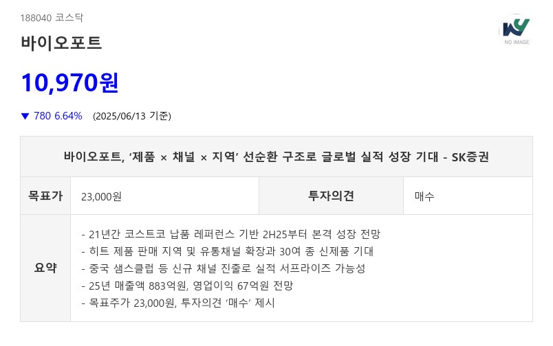 바이오포트, ‘제품 × 채널 × 지역’ 선순환 구조로 글로벌 실적 성장 기대 - SK증권