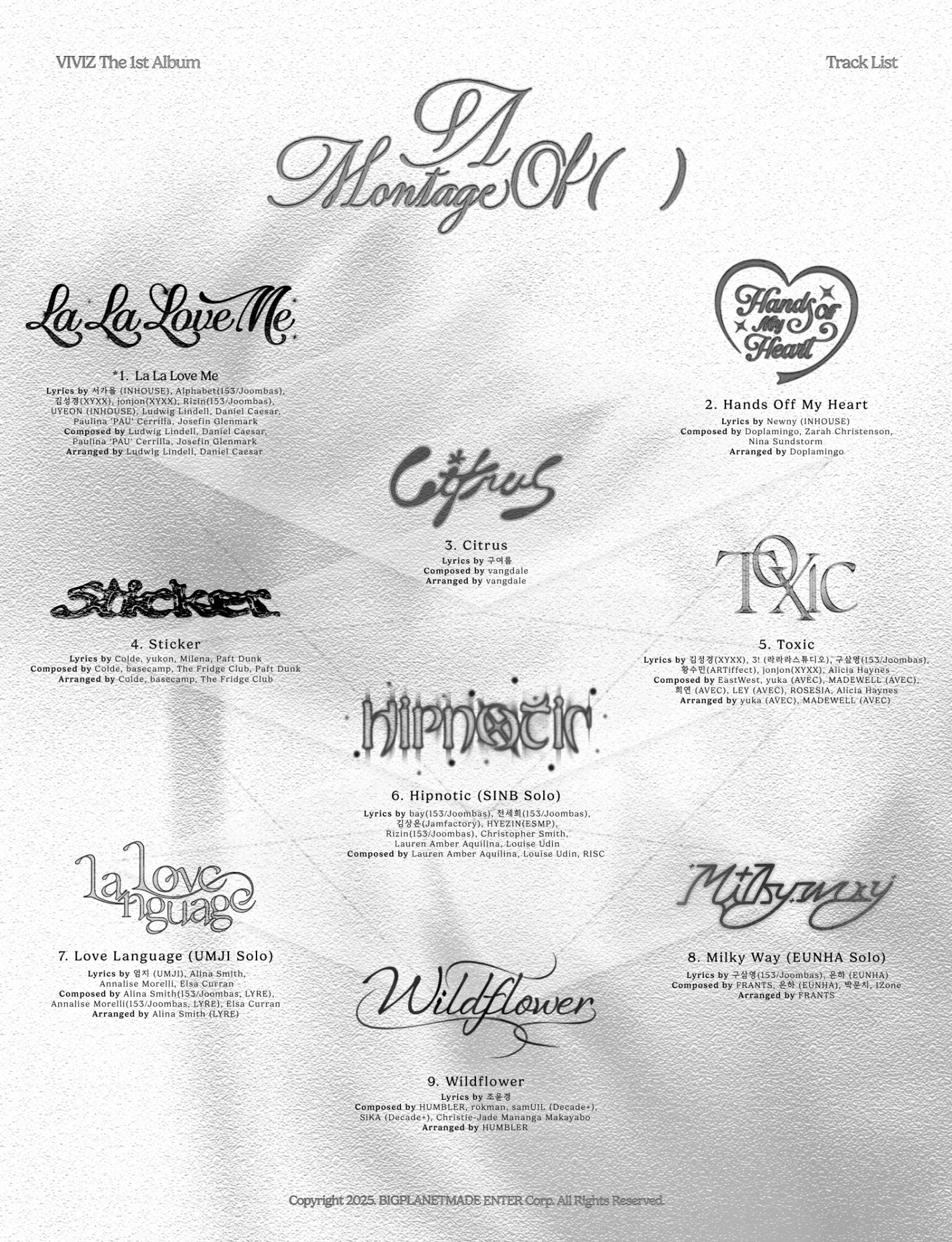 VIVIZ, 첫 정규 앨범 ‘A Montage of ( )’ 트랙리스트 공개…타이틀곡은 ‘La La Love Me’