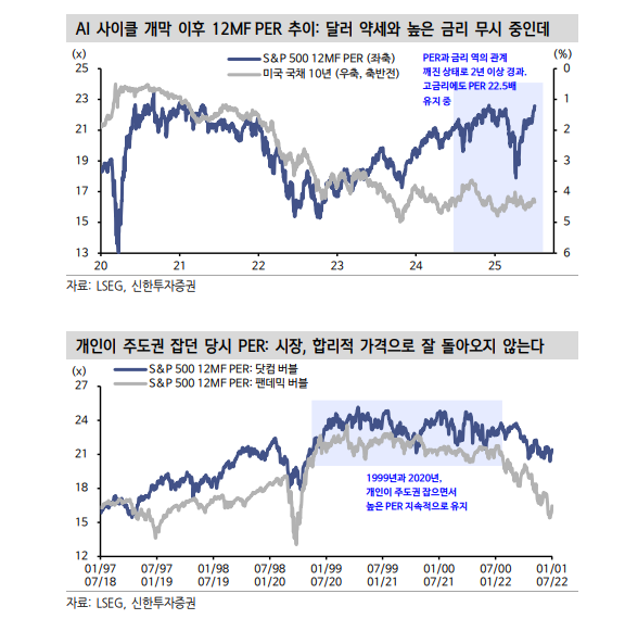미국 주식시장 향후 버블 가능성 보여주는 개인투자자 득세 - 신한證