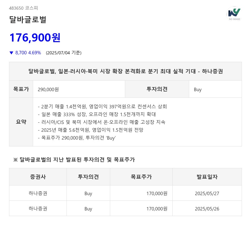 달바글로벌, 일본·러시아·북미 시장 확장 본격화로 분기 최대 실적 기대 - 하나증권