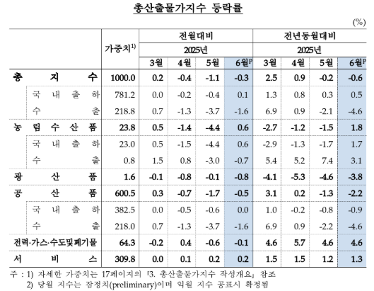 6월 생산자물가 전년비 0.5% 상승...5개월 만에 상승폭 다소 확대 - 한은