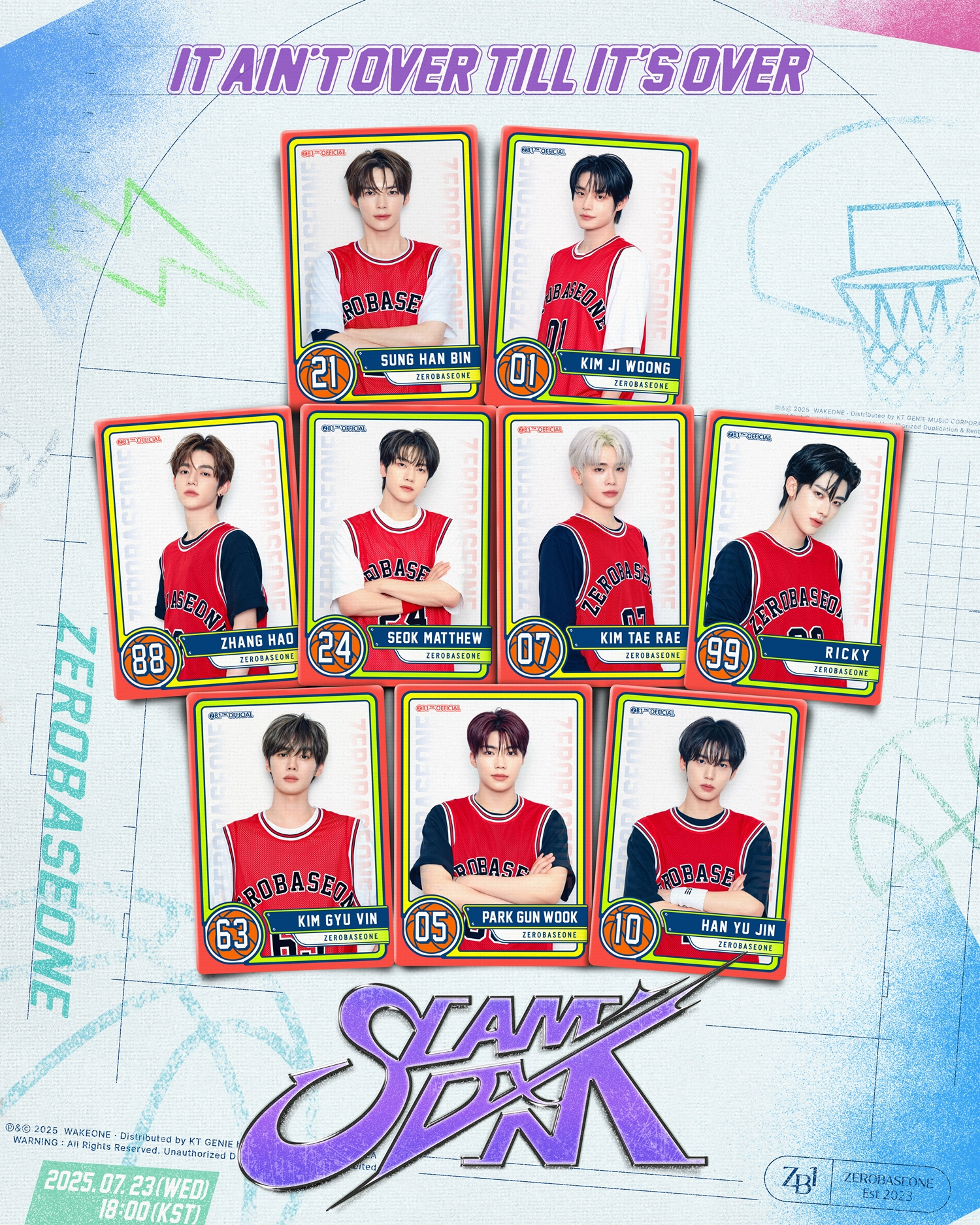 제로베이스원, 정규 1집 선공개곡 ‘SLAM DUNK’ 포스터 추가 공개…에너제틱 매력