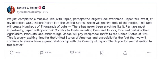 자료: 트럼프 SNS