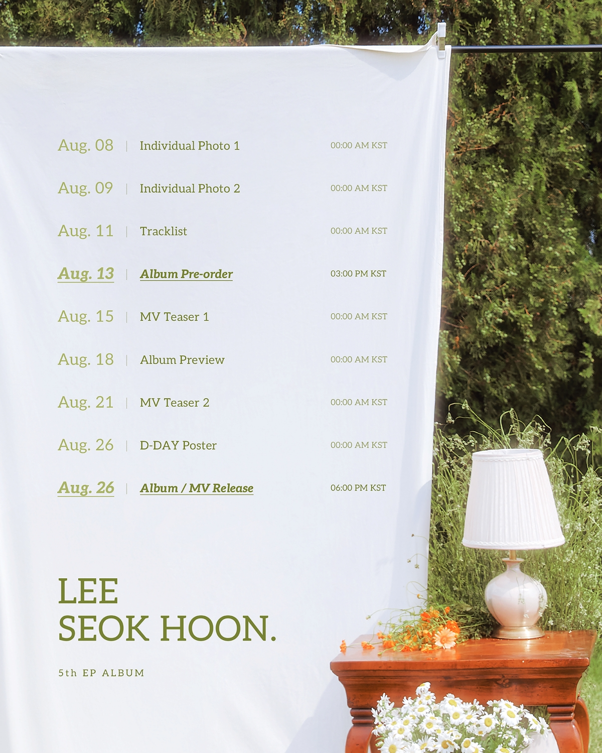 이석훈, 미니 5집 타임테이블 공개…본격 컴백 카운트다운 시작