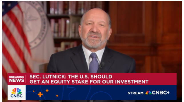 (상보) 美러트닉 "인텔에 반도체 보조금 주고 지분 취득"