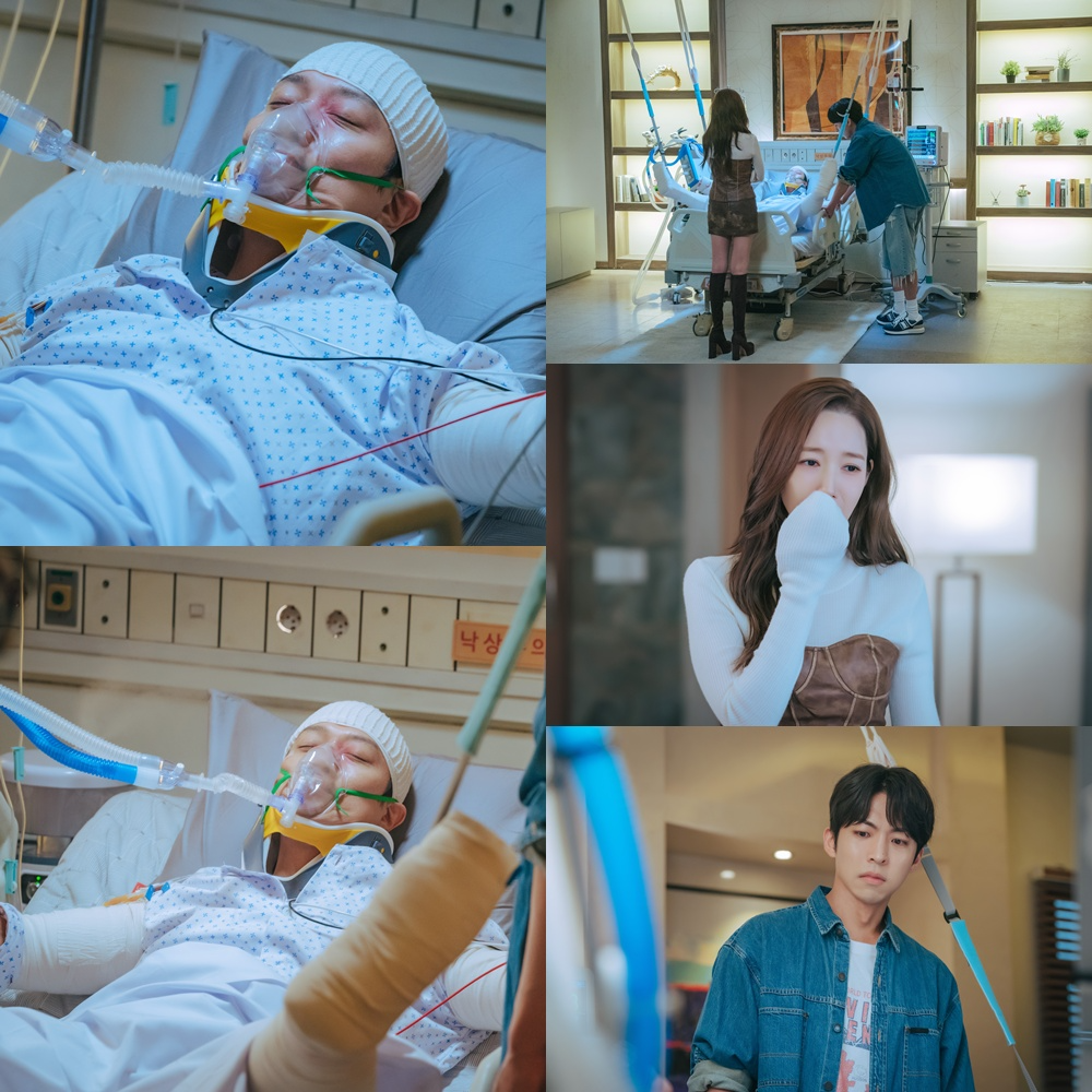 ‘컨피던스맨 KR’ 박희순, ‘사지 깁스+의식불명’ 위기일발 입원 현장