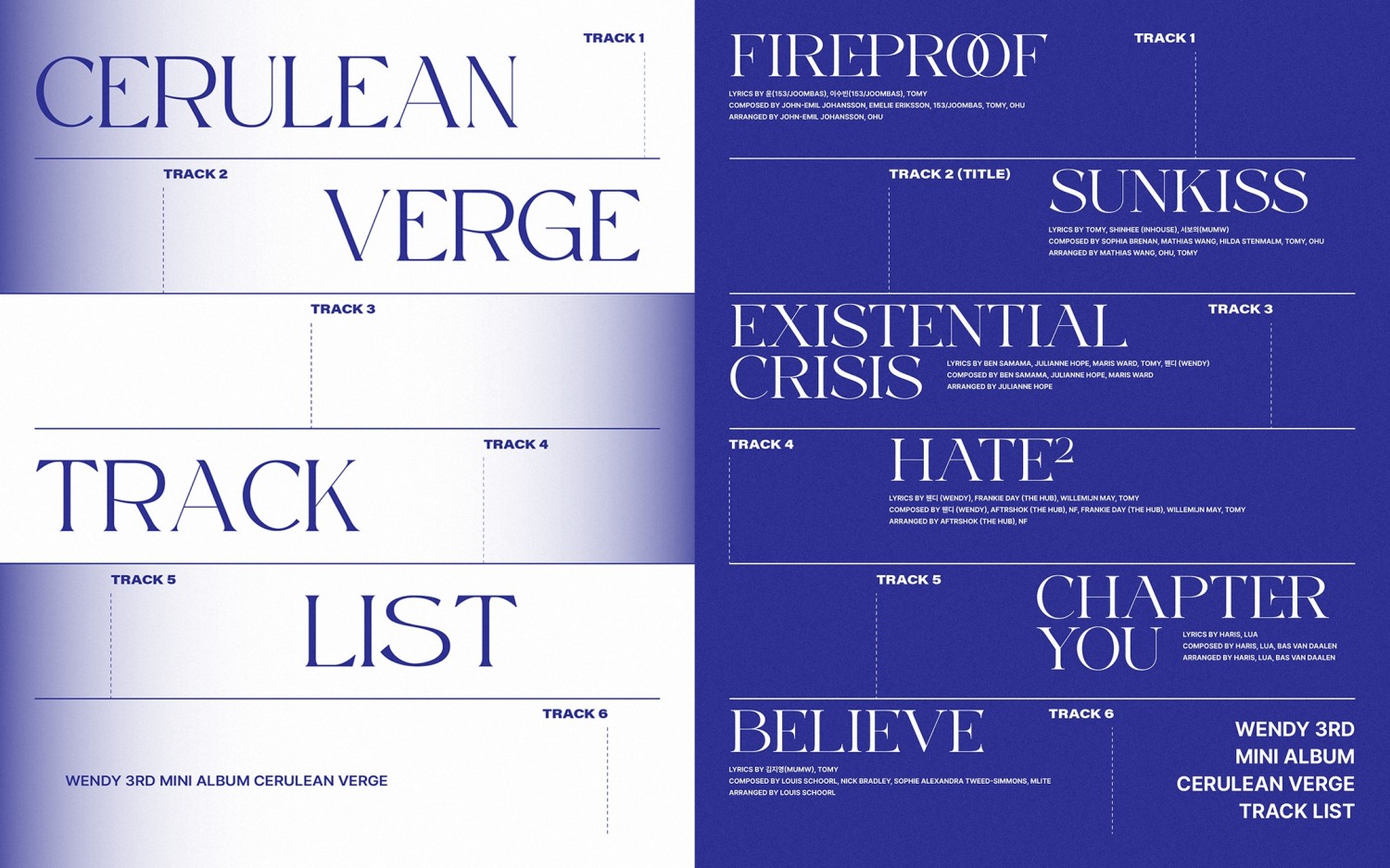 웬디, 미니 3집 '세룰리안 버지' 트랙 리스트 공개…타이틀곡은 '썬키스’