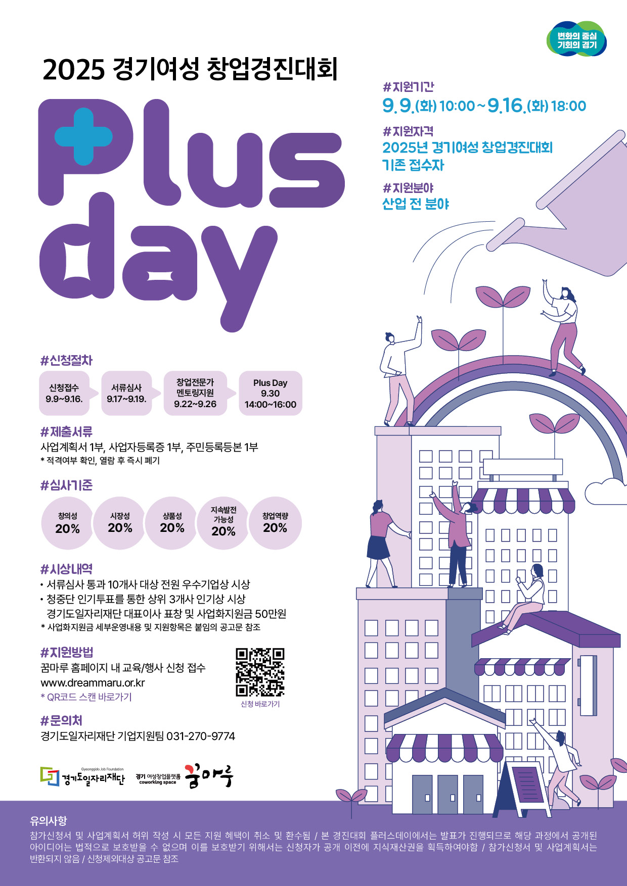경기여성창업경진대회 Plus Day 포스터