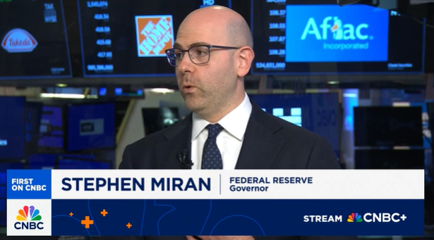 (상보) 연준 미란 “관세가 인플레 유발한다는 증거 없다”