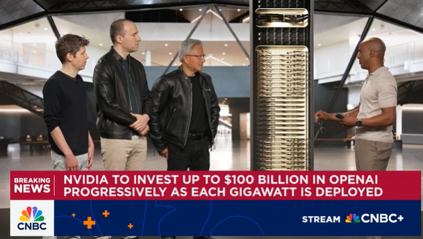 (상보) 엔비디아, 오픈AI에 1000억$ 투자…4% 상승 마감