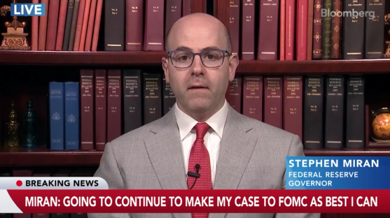 (상보) ‘트럼프 측근’ 미란 “경기위축 막기 위해 신속히 금리 인하해야”