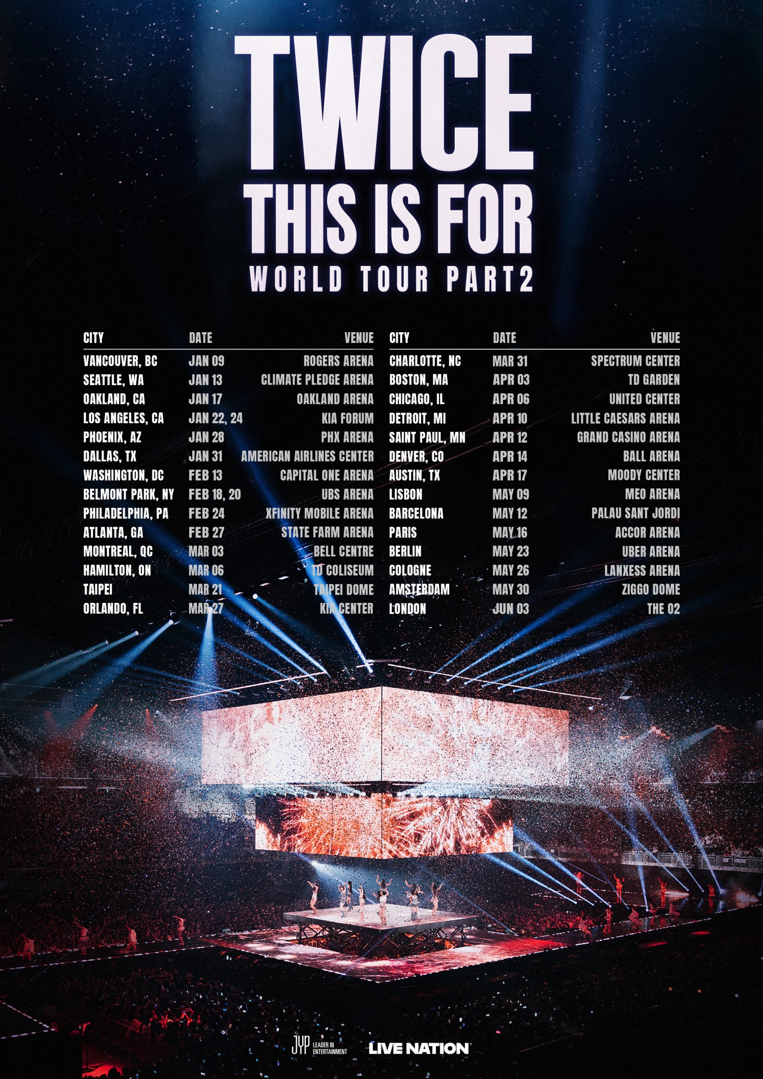 트와이스, 새 월드투어 일환 북미 & 유럽 추가 개최지 발표…전 세계 42개 지역 56회 공연