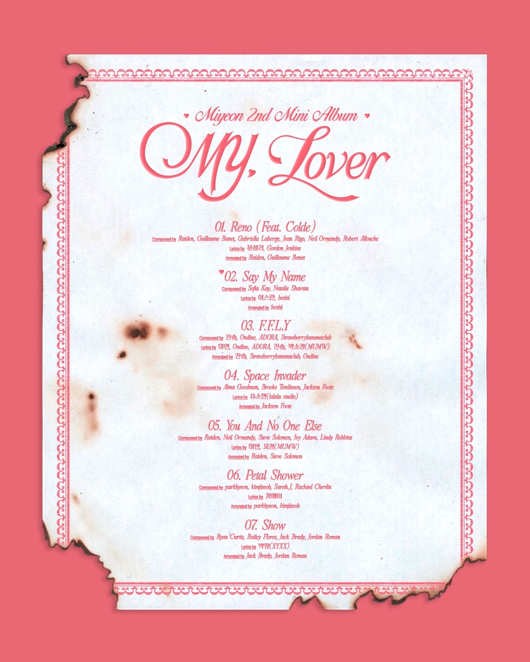 아이들 미연, 미니 2집 'MY, Lover' 트랙리스트 공개…타이틀곡은 'Say My Name'