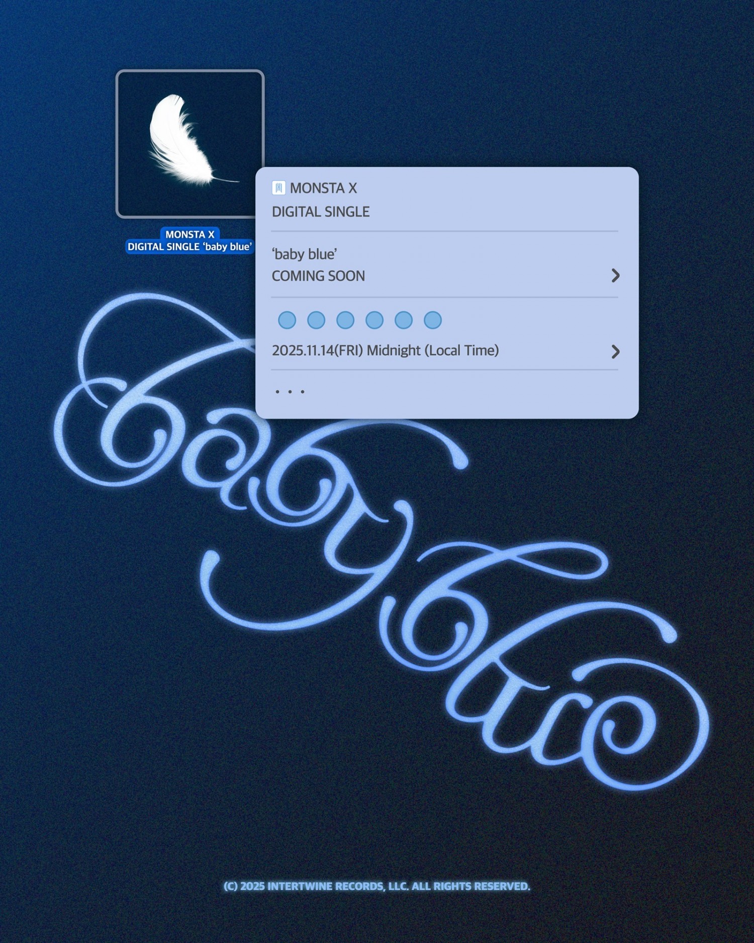 몬스타엑스, 14일 美 신곡 ‘베이비 블루’ 발매…커밍순 이미지 깜짝 공개