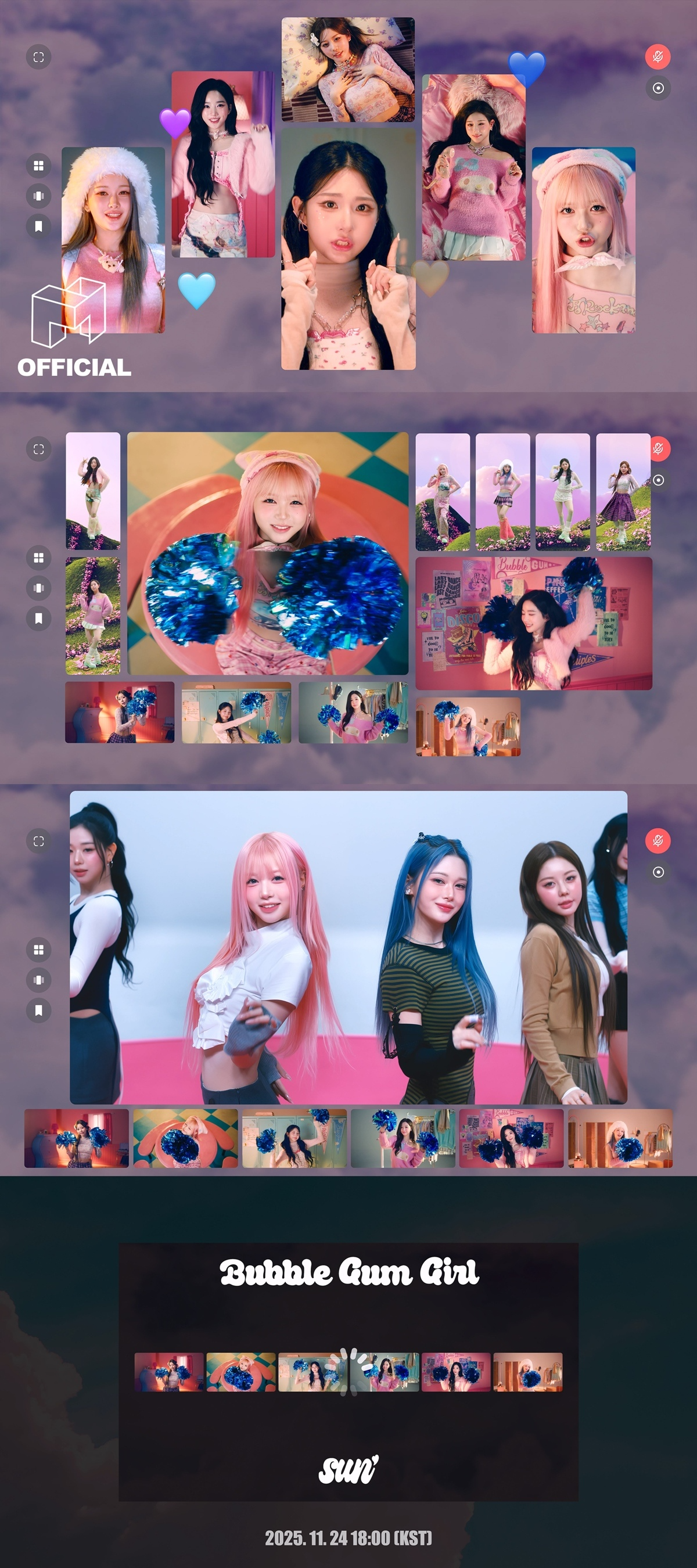 트리플에스 미소녀즈 선, 'Bubble Gum Girl' 뮤비 티저…'몽글몽글 설렘'